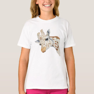 Camiseta Retrato em aquarela de uma girafa