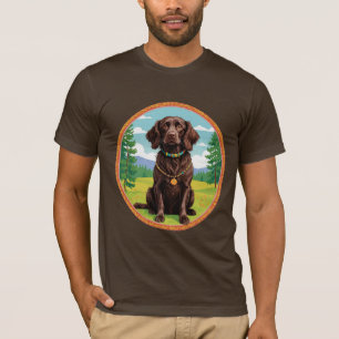 Camiseta Retrato Encantador de Cachorro Marrom com Fundo Na