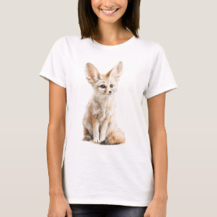 Camiseta Retrato Encantador de Raposa do Deserto Fennec par