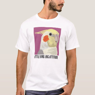 Camiseta Retrato engraçado de um pequeno pássaro com grande