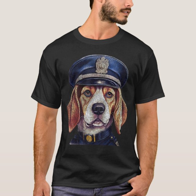 Camiseta Retrato engraçado do Beagle na Polícia... (Frente)