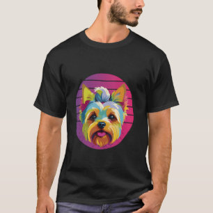 Camiseta retrato estilizado colorido de Yorkshire Terrier a