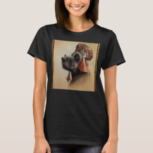 Camiseta Retrato facial de um cão antigo como Cleópatra