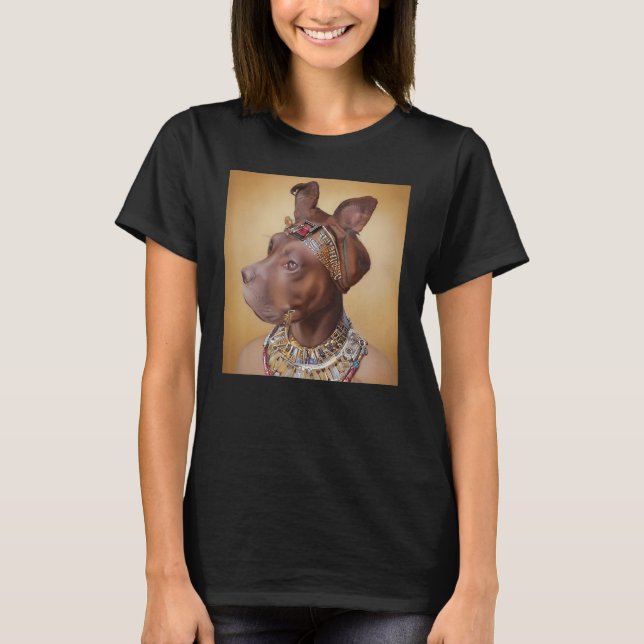 Camiseta retrato facial de um cão antigo como Cleópatra 1 (Frente)