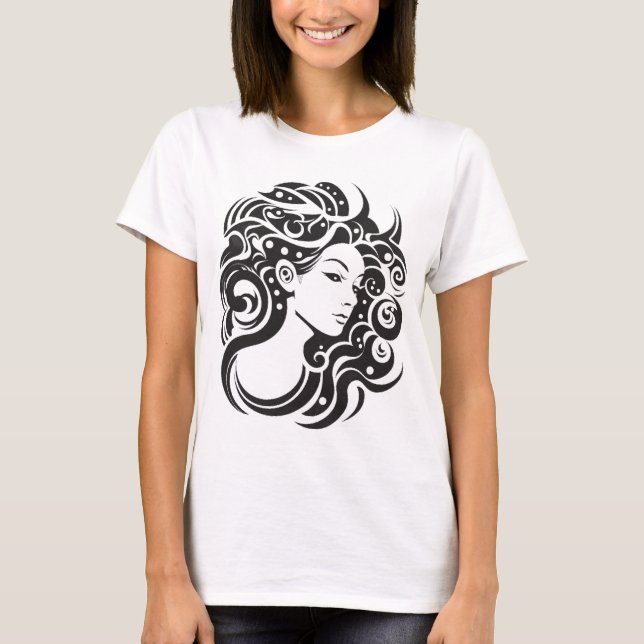 Camiseta Retrato feminino da Virgo (Frente)