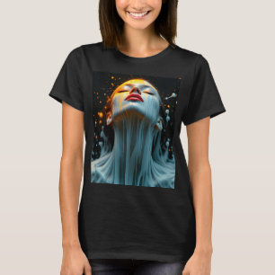 Camiseta retrato feminino de moda de belas-artes