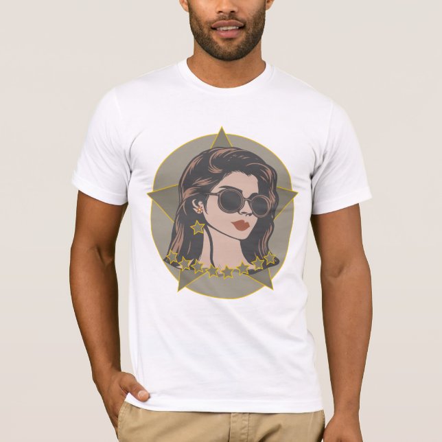 Camiseta Retrato feminino estilo t-shirt estilo vintage (Frente)