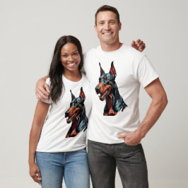 Camiseta Retrato Feroz de Doberman Cachorro Agressivo prese