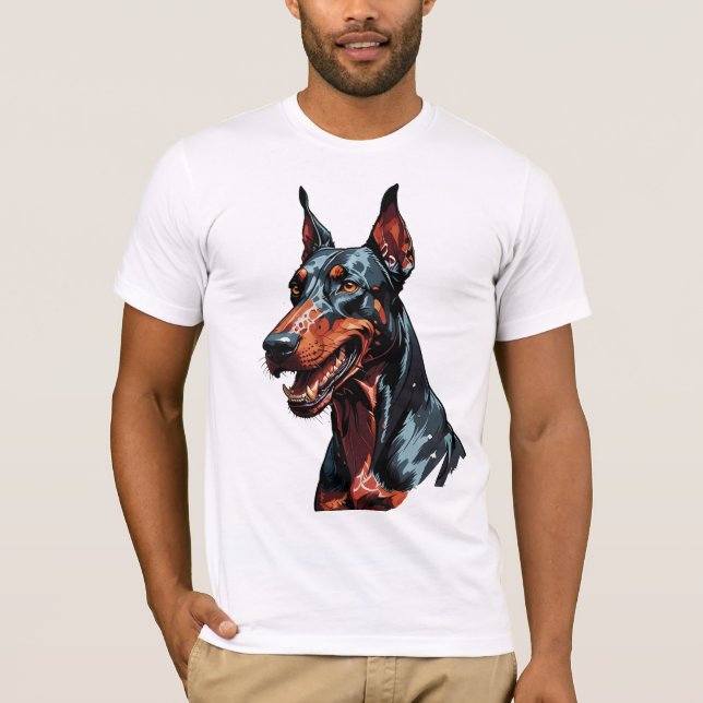Camiseta Retrato Feroz de Doberman Presente de Cachorro Agr (Frente)