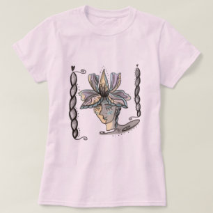 Camiseta retrato floral de abstrato