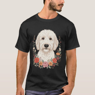 Camiseta Retrato Floral de Cachorro Coroa Botânica