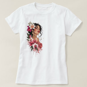 Camiseta Retrato Floral Deusa Tropical