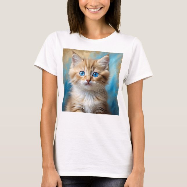 Camiseta Retrato Gato Adorável (Frente)