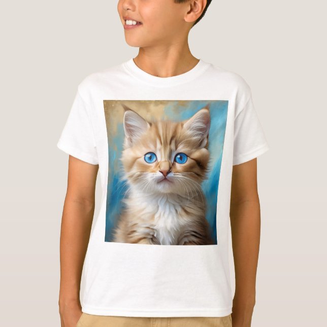 Camiseta Retrato Gato Adorável (Frente)