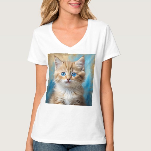 Camiseta Retrato Gato Adorável (Frente)