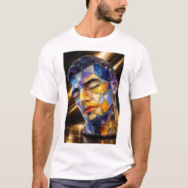 Camiseta Retrato Geométrico em Vidro – Homem Abstrato Moder