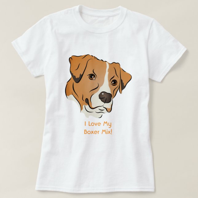 Camiseta Retrato Gráfico de Cachorros Boxer Mix (Frente do Design)