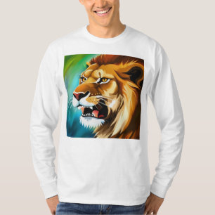 Camiseta Retrato Lateral do Leão Rugindo-57566