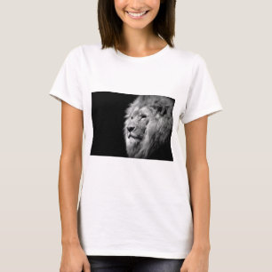 Camiseta Retrato Leão Branco Negro - Fotografia Animal