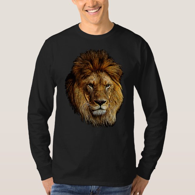 Camiseta Retrato Majestoso Da Cabeça De Leão De Um Leão Fer (Frente)