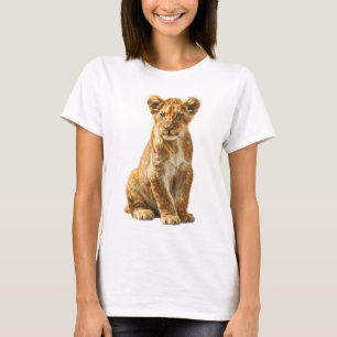 Camiseta Retrato Majestoso de Filhote de Leão Dourado Mulhe