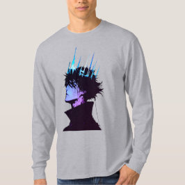 Camiseta Retrato Masculino do Rei Anime Gótico com Coroa Az