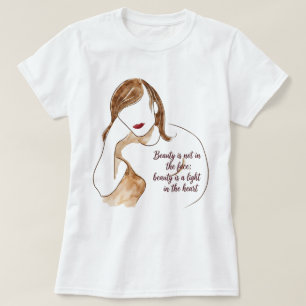 Camiseta Retrato Minimalista Elegante com Citação