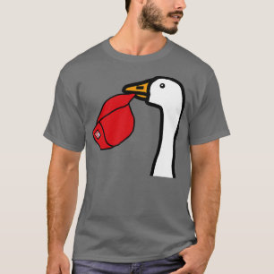 Camiseta Retrato Mínimo Ganso Roubando Chapéu Vermelho