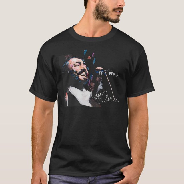 Camiseta Retrato Original De Luciano Pavarotti Essencial  (Frente)