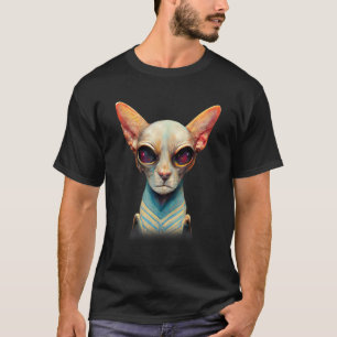 Camiseta Retrato OVNI de Alienígena de Gato Sphynx sem Cabe