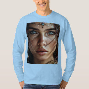 Camiseta Retrato para T-Shirt Mística de Olhos Azuis