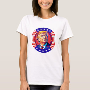 Camiseta Retrato Patriótico de Líder Americano em Arte Negr