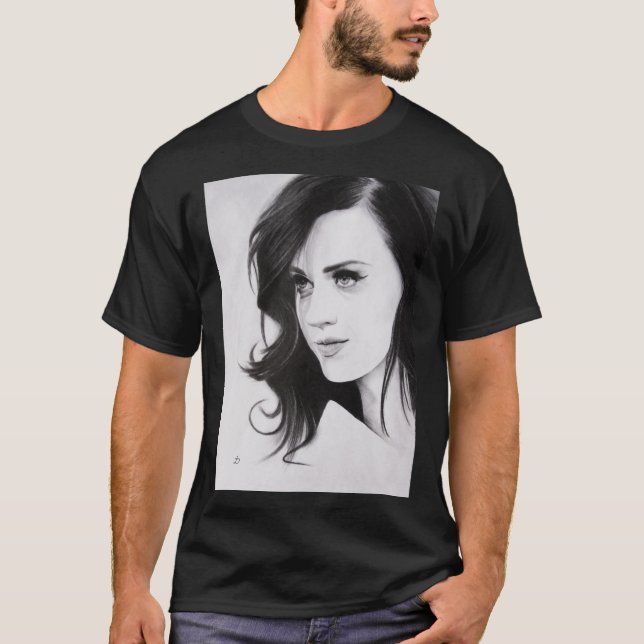 Camiseta Retrato Perry Katy Pencil. T-Shirt Clássico (Frente)