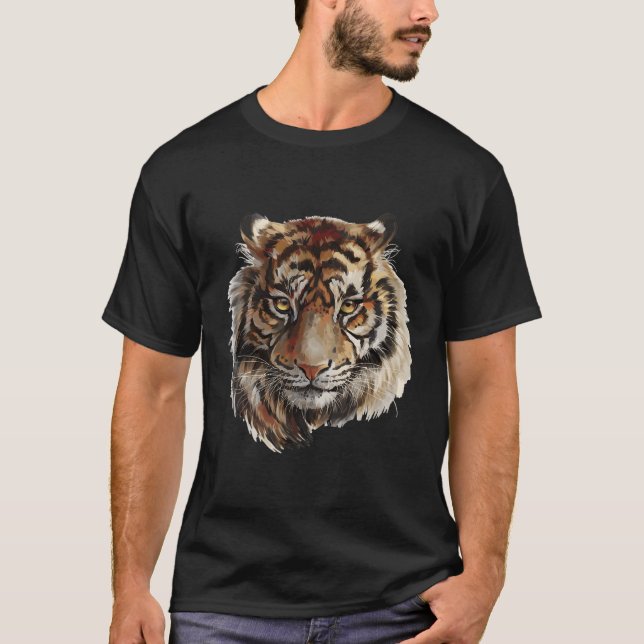 Camiseta Retrato Pinado Com Mão De Tigre E Adorável (Frente)
