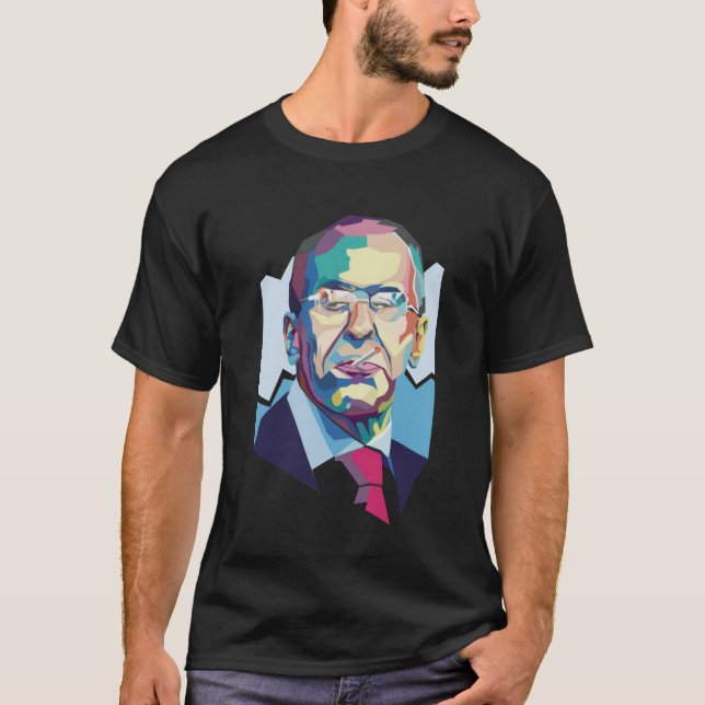 Camiseta Retrato Poligonal Lavrov - Política Russa (Frente)