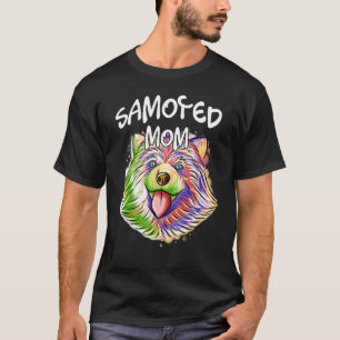 Camiseta Retrato Pop Colorido Cachorro Samoyed Dia de as mã