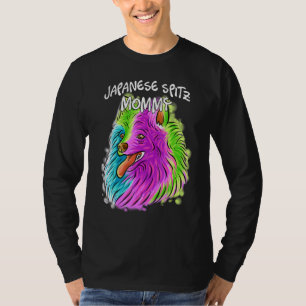Camiseta Retrato Pop Colorido Cachorro Spitz Japonês Mamãe