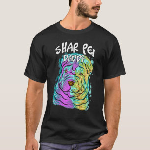 Camiseta Retrato Pop colorido Shar Pei Cachorro Pai Da do P