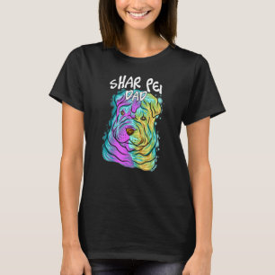 Camiseta Retrato Pop colorido Shar Pei Cachorro Pai Da do P