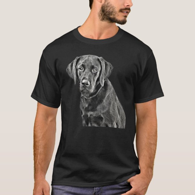 Camiseta Retrato Preto do Labrador Preto do Filtro de Nívei (Frente)