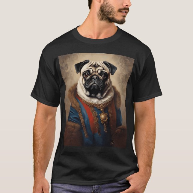 Camiseta retrato real de pug (Frente)