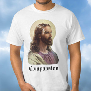 Camiseta Retrato Religioso Vintage, Jesus Cristo com Auréol