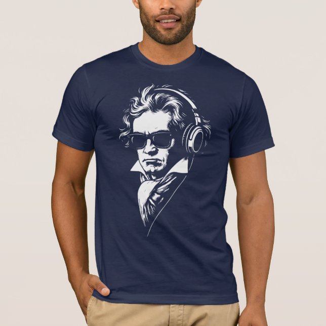 Camiseta Retrato Retro DJ Beethoven face (Frente)