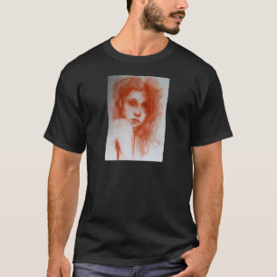 Camiseta Retrato ROMÂNTICO da BELEZA/mulher no Sepia Brown