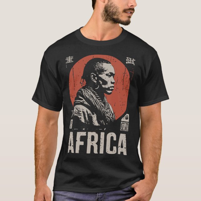 Camiseta Retrato Sol-Africano Vermelho | Arte do Patrimônio (Frente)