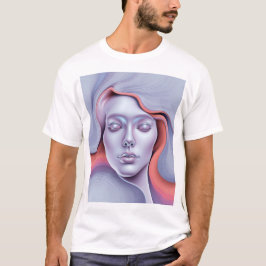 Camiseta Retrato Sonhador de Mulher Etérea Arte Surreal Flu