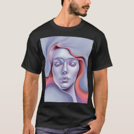 Camiseta Retrato Sonhador de Mulher Etérea Arte Surreal Flu
