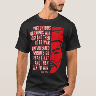Camiseta Retrato Sun Tzu, legal, vermelho e aflita, com cit