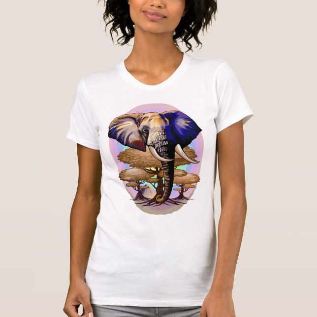Camiseta Retrato Surreal do Elefante Africano (Frente)