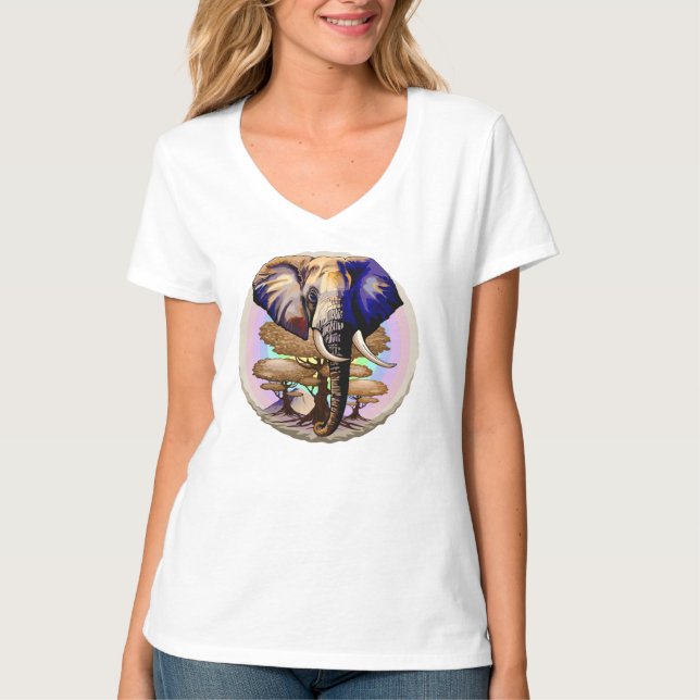 Camiseta Retrato Surreal do Elefante Africano (Frente)